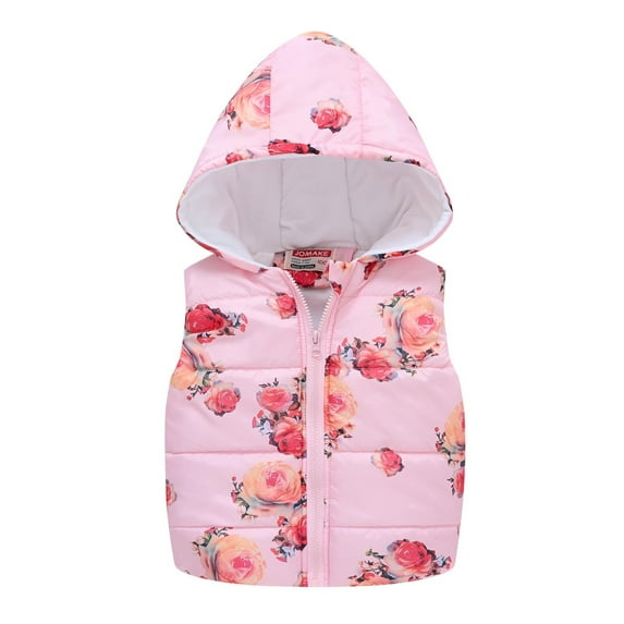 Fesfesfes Hooded Jackets Toddler Winter Warm Down Vests Baby Boys Girls Hoodies Cute Pattern Printed Zipper Jackets Outwear Holiday