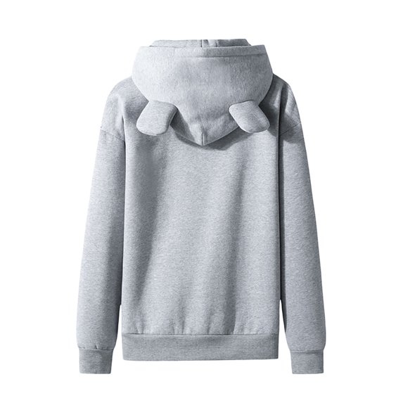 Fesfesfes Hooded Tops for Men Casual Solid Pullover Cute Cat Ears Fleece Pocket Sweatshirt Hoodie Clearance Under $10