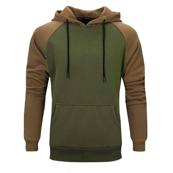 Fesfesfes Hooded Tops for Men Hoodies Color Block Patchwork Blend Fleece Pullover Kanga Pocket Sweatshirts Sale Items