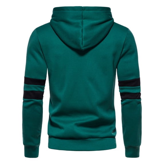 Fesfesfes Hooded Tops for Men Hoodies Pullover Pocket Long-sleeved Color-blocking Hooded Sweatshirt On Sale