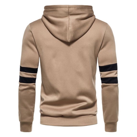 Fesfesfes Hooded Tops for Men Hoodies Pullover Pocket Long-sleeved Color-blocking Hooded Sweatshirt Sale Clearance