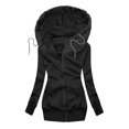 thumbnail image 1 of Fesfesfes Hoodie Coat for Women Fall And Winter Casual Temperament Solid Hooded Thickened Long Sleeved Sweater Coat Sale Clearance, 1 of 5