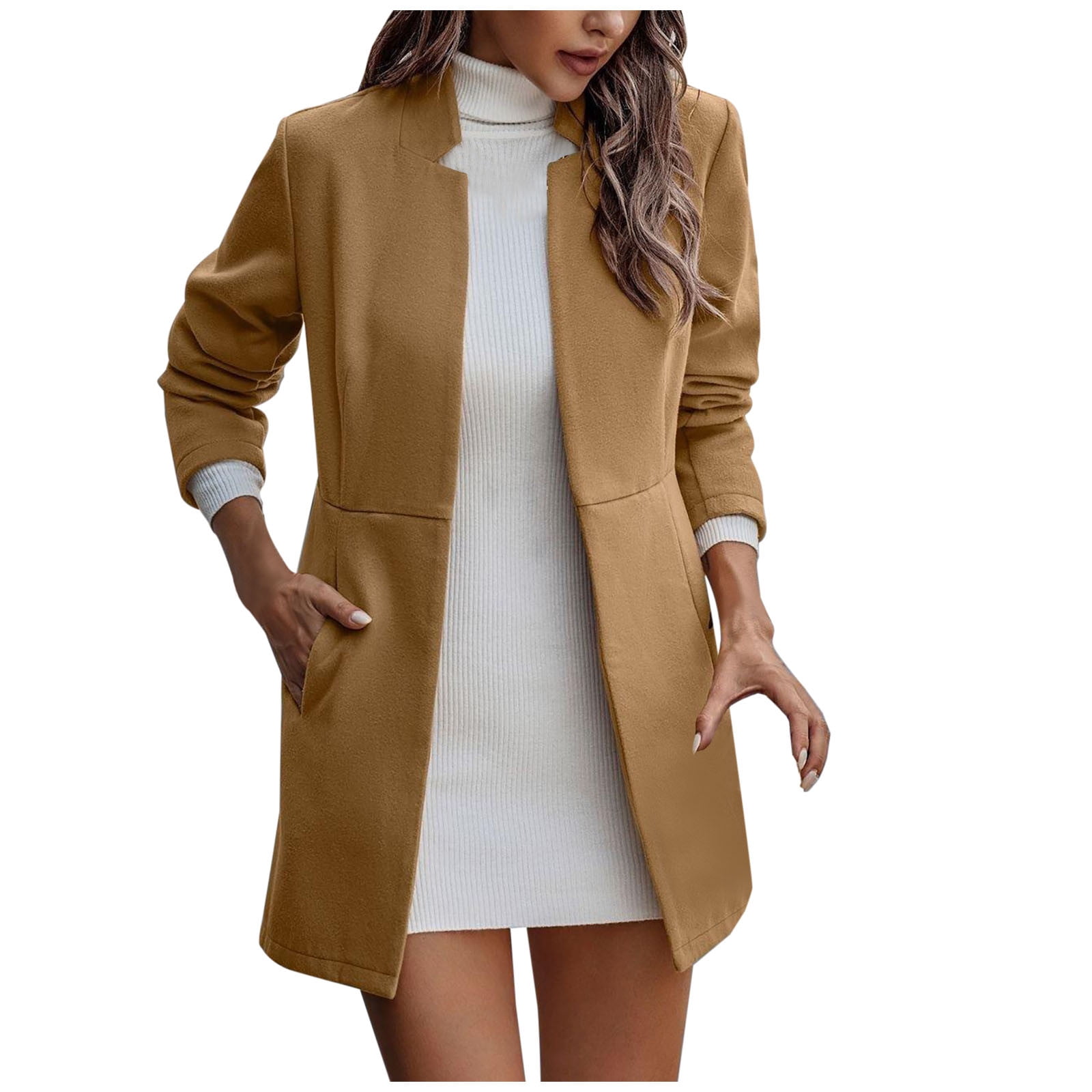 Fesfesfes Hoodie Coat for Women Outfits Top Lapel Long Sleeve Solid