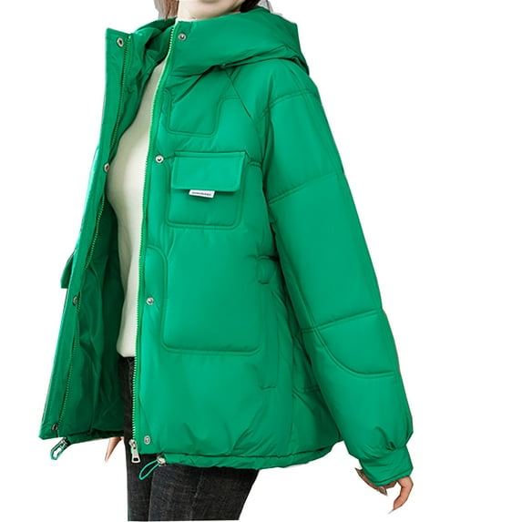Fesfesfes Hoodie Coat for Women Short Hooded Zippers Loose Long Sleeve Bomber Warm Blouse Coat Jackets Sale Items