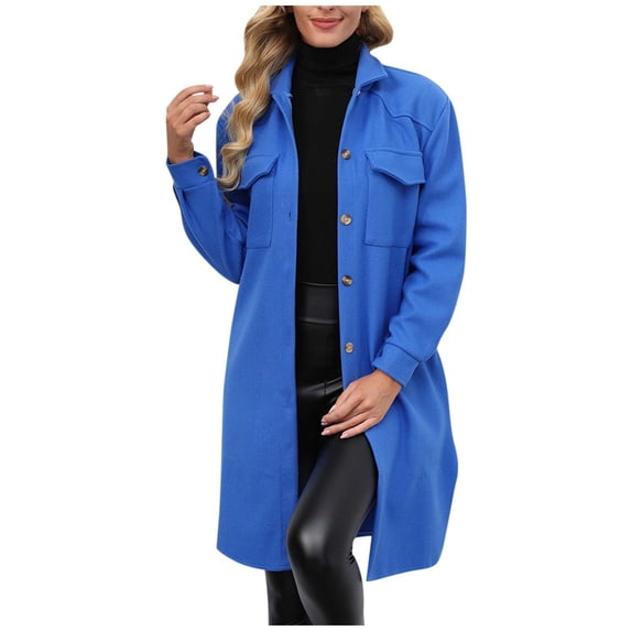 Fesfesfes Hoodie Coat for Women Solid Color Woollen Coat Recreational Long Sleeve Tops