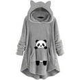 thumbnail image 1 of Fesfesfes Hoodie Dress for Women Cute Pattern Winter Cat Ear Fleece Fuzzy Hooded Blanket Dress Plush Tops For Teen Girls, 1 of 5
