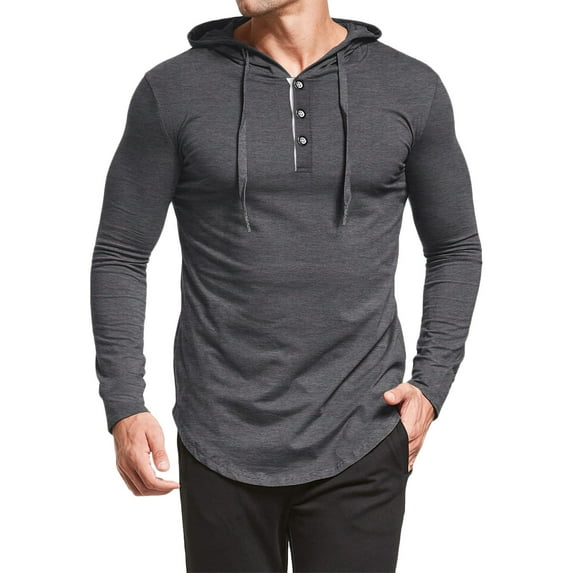 Fesfesfes Hoodie Tops for Men Men Casual Solid Pullover Hooded Long Sleeve Sports Fitness Bottoming Shirt Top Sweater Sale Items