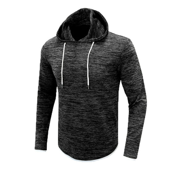Fesfesfes Hoodie Tops for Men Men Long Sleeve Casual Loose Hooded Sports T Shirt Solid Crew Neck Pullover Tops Clearance