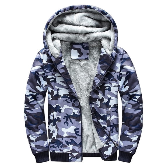 Fesfesfes Hoodies For Men Zip Up Hooded Fleece Sweatshirts Pullover Warm Winter Fuzzy Sherpa Lined Camouflage Jackets Coats For Men On Sale