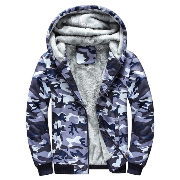Fesfesfes Hoodies For Men Zip Up Hooded Fleece Sweatshirts Pullover Warm Winter Fuzzy Sherpa Lined Camouflage Jackets Coats For Men