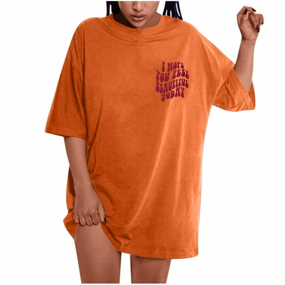 Fesfesfes I HOPE YOU FEEL BEAUTIFUL TODAY Letter Printed Tees Tops for Women Loose Comfy Drop Shoulder T-shirts Casual Crewneck Short Sleeve Summer Tops