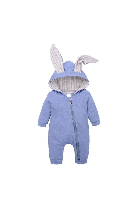Infant Baby Bodysuit Boys Girls Cartoon Rabbit Ears Hooded Romper Jumpsuit Outfits