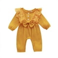 thumbnail image 1 of Fesfesfes Infant Baby Bodysuit Girls Long Sleeve Solid Bow Romper Jumpsuit, 1 of 9