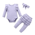 thumbnail image 1 of Fesfesfes Infant Baby Jumpsuit Girls Clothes Bow Tie Romper Pants Hairband Outfits Set Solid Print Clothes, 1 of 6