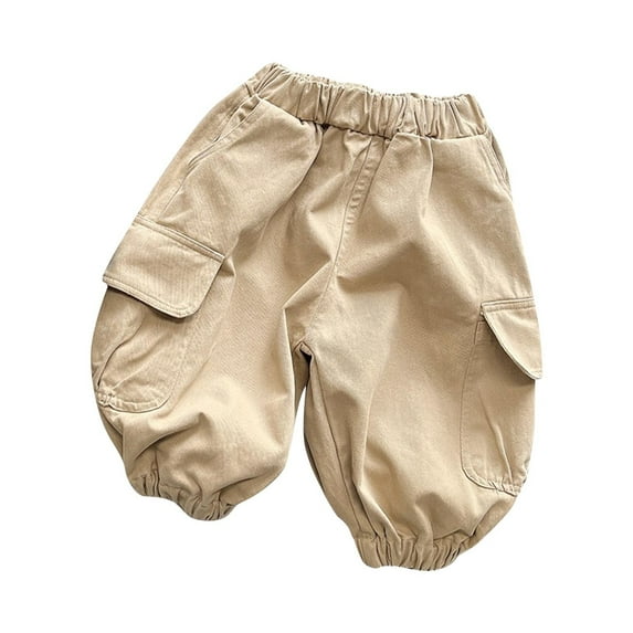 Fesfesfes Infant Baby Pants Solid Color Work Pants Elastic Waist Pants Loose Pants For Newborn Baby