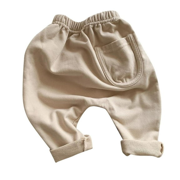 Fesfesfes Infant Baby Pants Solid Color Work Pants Elastic Waist Pants Loose Pants For Newborn Baby