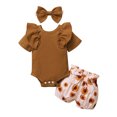 thumbnail image 1 of Fesfesfes Infant Infant Onesies for Baby Girl Matching Outfits Short Sleeve Onesie Floral Shorts Sets Bow Headband Sister Clothes, 1 of 9