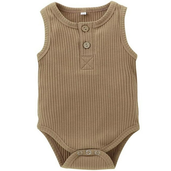 Fesfesfes Infant Onesie Baby Boys Girls Solid Ribbed Bodysuit Fashion Sleeveless Clothes Romper On Sale