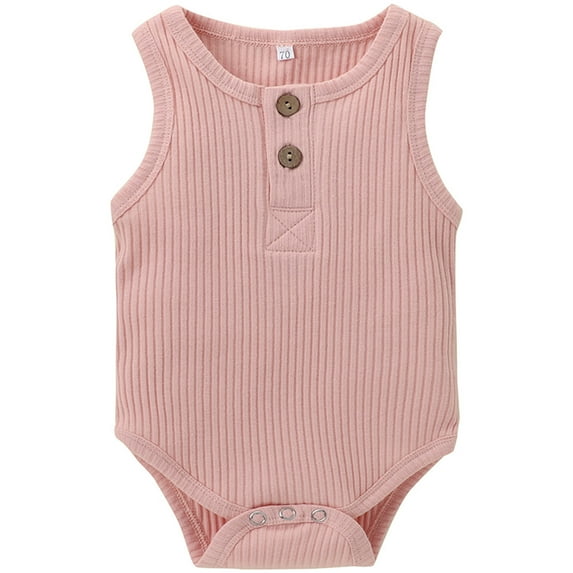 Fesfesfes Infant Onesie Baby Boys Girls Solid Ribbed Bodysuit Fashion Sleeveless Clothes Romper Summer Saving