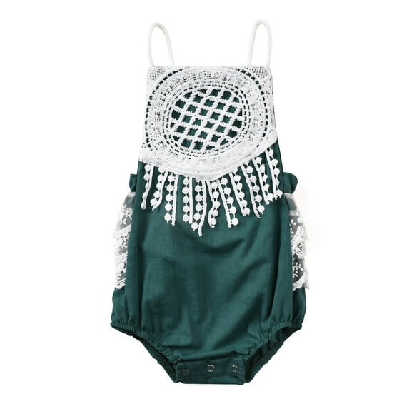 Fesfesfes Infant Onesie Baby Girls Sleeveless Lace Hollow Out Clothes Suspender Bodysuit Romper