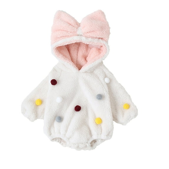 Fesfesfes Infant Onesie Baby Girls Winter Windproof Coat Hooded Bodysuit Romper Clothes