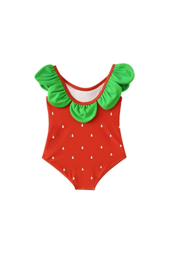 Infant Swimsuit Little Girls Swimwear Cute Strawberry Print Bathing-Suit One-Piece Swimsuit