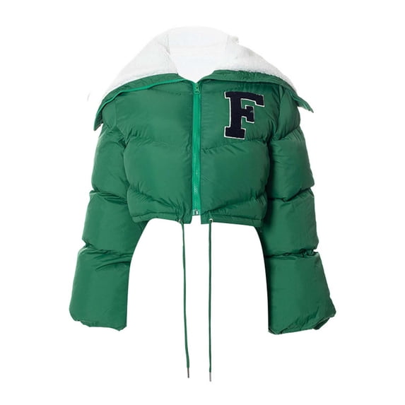 Fesfesfes Jacket Coat for Women Fleece Jacket Windproof Warm Fleece Patchwork Fleece Collar Jacket