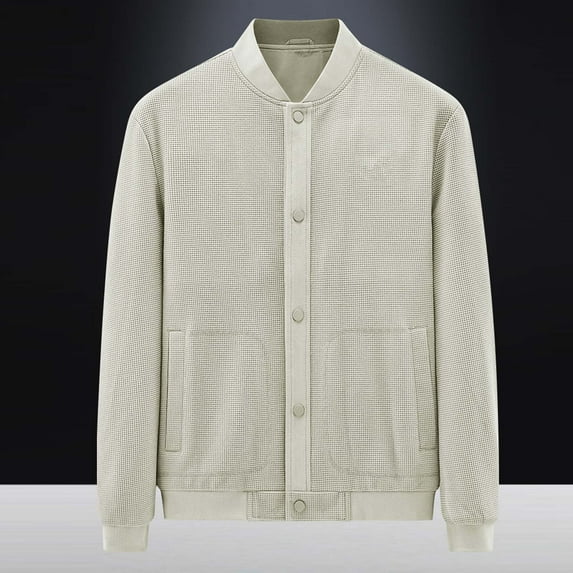 Fesfesfes Jacket for Men Casual Fashion Long Sleeve Turndown Zipped Pocket Cotton Thermal Top Jacket On Sale