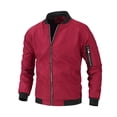 thumbnail image 1 of Fesfesfes Jacket for Men's Fashion Casual Baseball Uniform Stand Collar Jacket Solid Pocket Zipper Long Sleeve Tops Jacket Coat, 1 of 5
