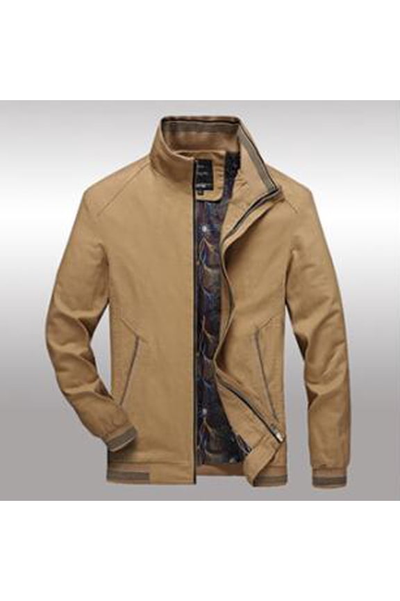 Jacket for Men's Solid Long Sleeve Coat Zipper Pocket Stand Collar Hooded Jacket Under $10