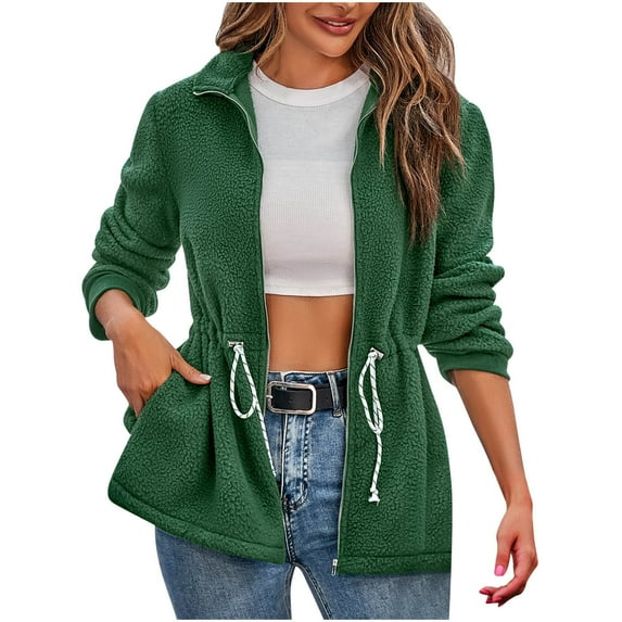 Fesfesfes Jacket for Women Zippered Cardigan Hooded Sweater Coat Long Sleeved Hooded Casual Coat/jacket Fall Saving Clearance