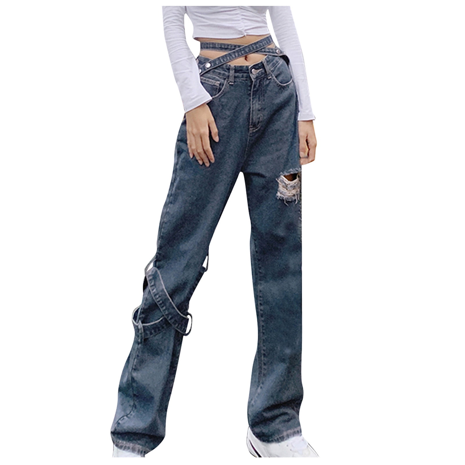 ★関税/送料込★Trigger Washing Wide Denim Pants YANHAIGONG Summer Saving!Women Wide Leg Jean Pants,Women's