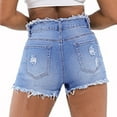thumbnail image 1 of Fesfesfes Jeans for Women Pocket Solid Jeans Denim Pants Female Hole Bottom Casual Shorts, 1 of 7