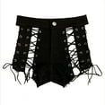 thumbnail image 1 of Fesfesfes Jeans for Women Solid Color High Waist Hollow Out Frenulum Nightclub Jeans Ultra Shorts, 1 of 7