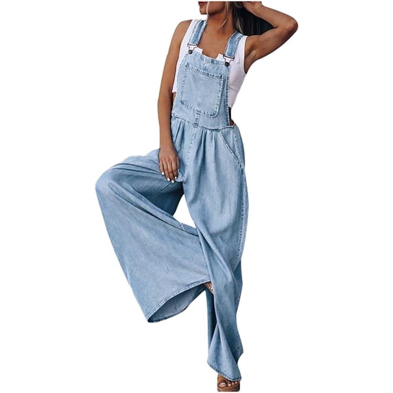 Fesfesfes Jeans for Women Solid Oversize Denim Pokets Splicing Casual Zipper Fringe Jeans Overalls Rompers Pants Bottoms