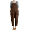 thumbnail image 1 of Fesfesfes Jumpsuit for Women Sleeveless Dungarees Loose Cotton Linen Long Playsuit Party Jumpsuit, 1 of 7
