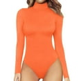 thumbnail image 1 of Fesfesfes Jumpsuit for Women Solid Color Mock Turtle Neck Tops Long Sleeve Bodysuit Jumpsuit, 1 of 6