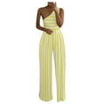 thumbnail image 1 of Fesfesfes Jumpsuit for Women Wide Leg Pants Polka Dot Striped Printed One-shoulder Jumpsuits, 1 of 9
