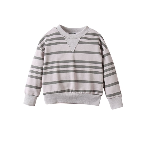 Fesfesfes Kids 1-15 Years Striped Crewneck Sweatshirt, Boys Spring Fall Fashion Children Long Sleeve Top,Casual Hoodless Basic Inner Layer, Versatile Kids Daily Outerwear