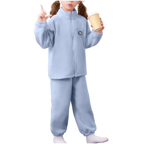 Fesfesfes Kids 2 Piece Set Long Sleeve Round Neck Pullover Top and Elastic Waist Jogger Pants Casual Outfit for Boys and Girls Childrens Comfy Play Clothes Daily Outfits(Blue,11 Years)