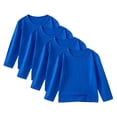 thumbnail image 1 of Fesfesfes Kids 4 Pack Solid Color Long Sleeve Round Neck Casual Tee Set for Boys Girls Age 1 to 11 Years Soft Comfortable Everyday Wear Basic Pullover Shirts Tops(Blue,6 Years), 1 of 7