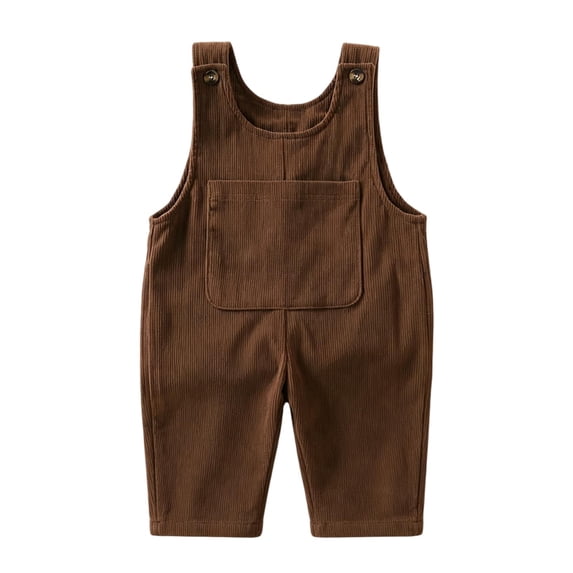 Fesfesfes Kids Baby Corduroy Overalls Button Shoulder Casual Loose Fit Jumpsuit with Pockets for Toddler Boys Girls Ages 6 Months-4 Years