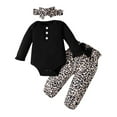 thumbnail image 1 of Fesfesfes Kids Bodysuits for Girls Fashion Girls Casual Long Sleeve Tops Round Neck Collar Botton Solid Long Pants Sets, 1 of 9