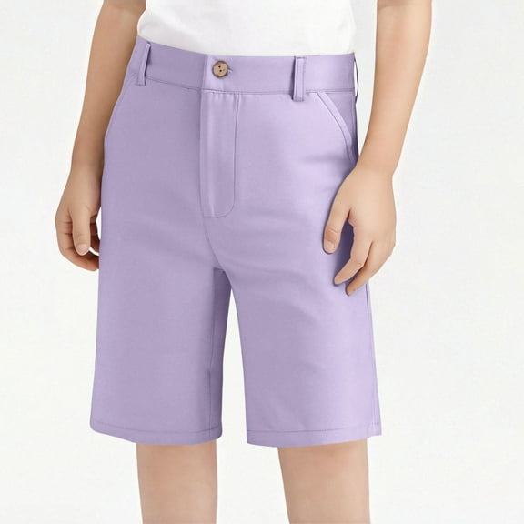 Fesfesfes Kids' Comfy Shorts Boys' Straight Leg Loose Fits Casual Shorts with Pockets Comfortable Summer Hiking Pants for Outdoor Play(Purple,14-15 Years)