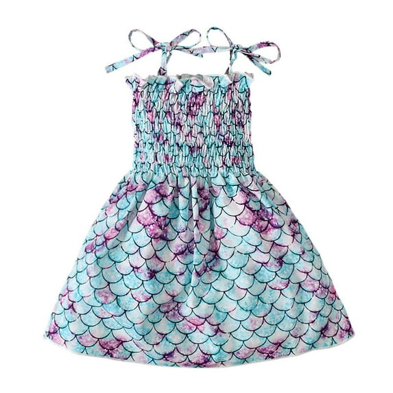 Fesfesfes Kids Dress Girls Beach Sling Dresses Casual Sleeveless Princess Spring Dress