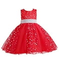 thumbnail image 1 of Fesfesfes Kids Dress Girls Sleeveless Princess Dress Bow Tie Lace Flowers Mesh Dress Tufted Dress, 1 of 9