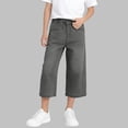 thumbnail image 1 of Fesfesfes Kids Elastic Waist Denim Culottes,Solid Color Summer Five Quarter Pants,Boys and Girls Breathable Casual Children's Wide Leg Cropped Jeans,For Daily Wear Travel Birthday Party, 1 of 6