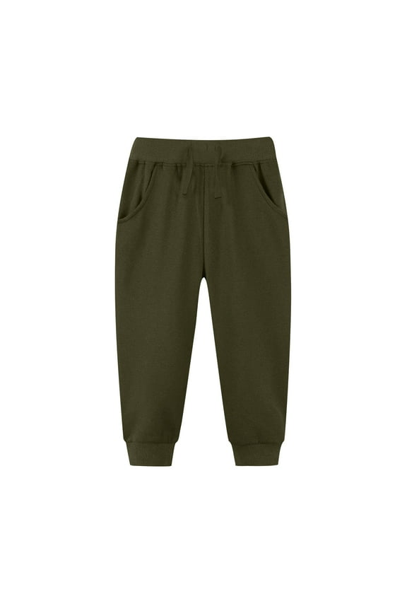 Kids Elastic Waist Drawstring Jogger Pants for Boys Girls 2 3 4 5 6 7 Years Old Playwear Casual Trousers Childrens Bottoms Soft Breathable Daily Wear Outdoor Play(Army Green,3 Years)
