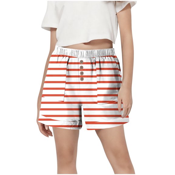 Fesfesfes Kids' Elastic Waist Sports Shorts with Side Pockets Non-Printed Summer Casual Shorts for Boys Girls Outdoor Activities(Red,11-12 Years)