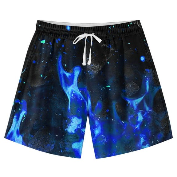 Fesfesfes Kids Fashion Boys Girls Casual Printed Summer Beach Shorts Adjustable Waist Swim Shorts for Outdoor Play(Blue#2,13-14 Years)